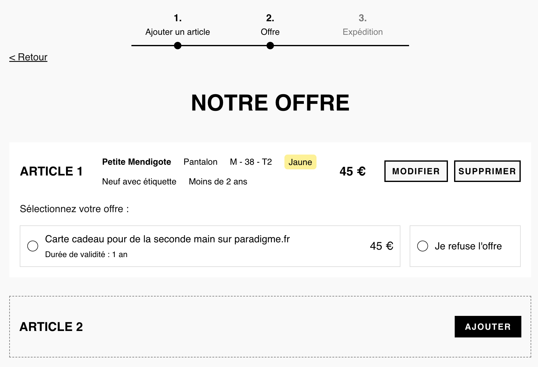 Plateforme de gestion de collectes Paradigme — vue 2